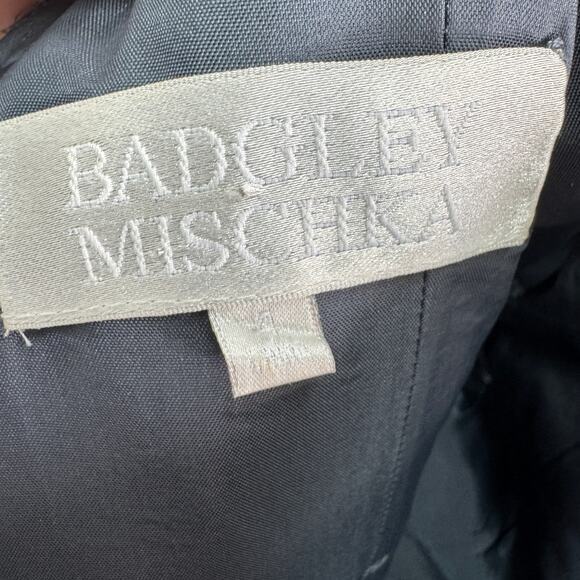 Badgley Mischka Dress Womens 4‎ Blue Sequin Mini Strapless Vintage Cocktail Silk - Picture 4 of 7